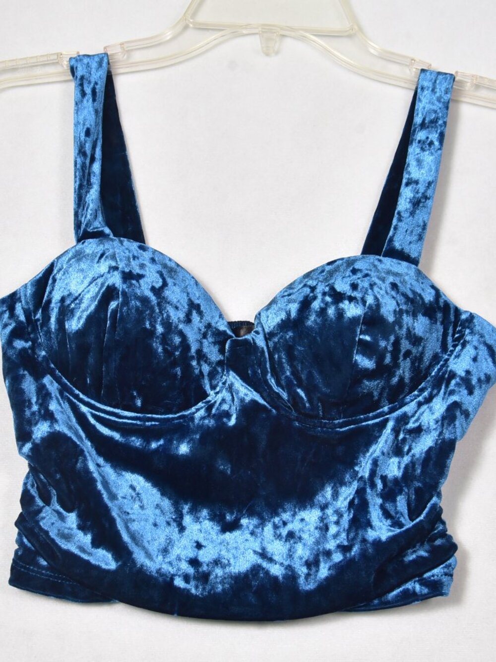Meraki Women's Bustier Halter Top Size Medium Velour Blue